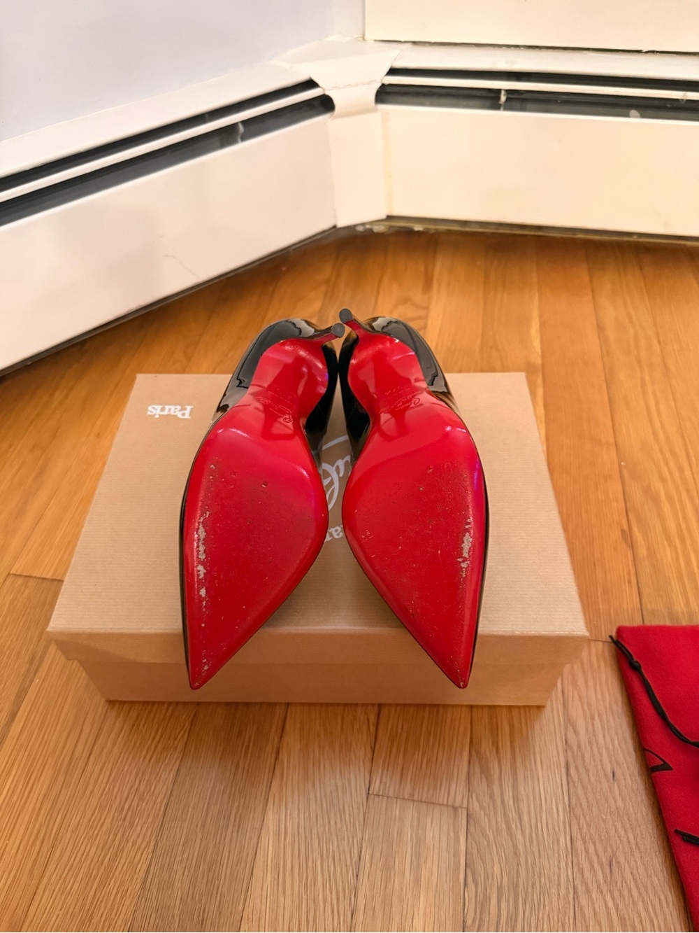 Christian Louboutin Black Patent Pointed Toe Stiletto Pumps - Picture 5 of 6